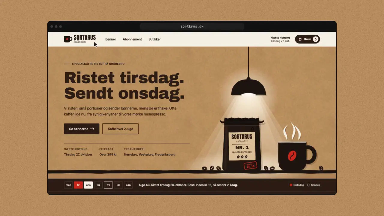 Webshop: Bønner, abonnement og butikker